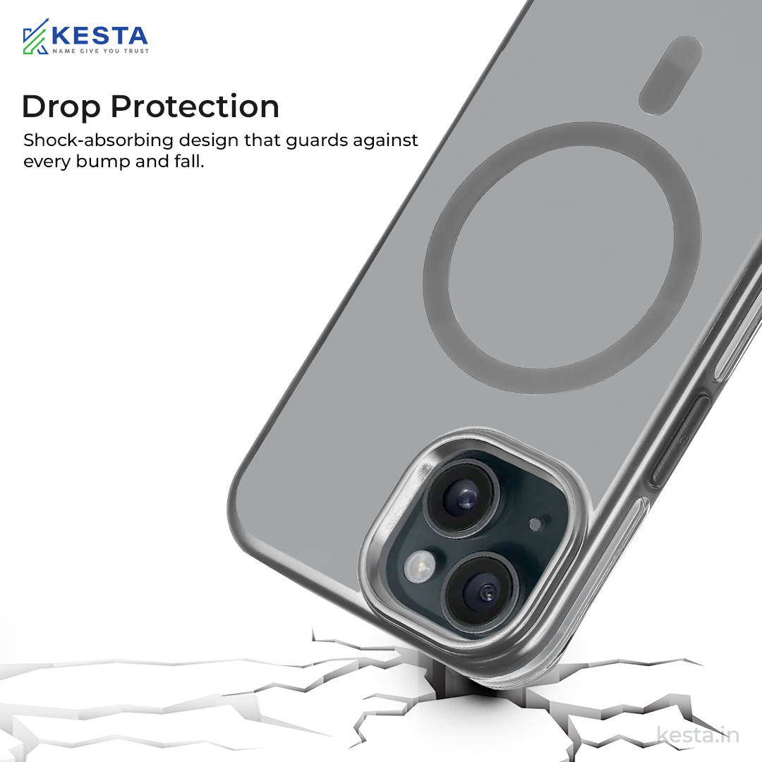 iPhone 15 Cover - Notify Popup Grey Transparent Case (Camera Sink Protection & Wireless Charging Optimized)